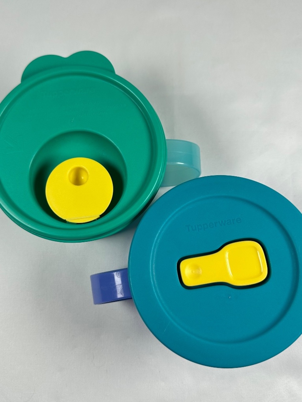 Tupperware CrystalWave 16 Oz Microwave Soup Mugs Side Handle Steam Vent Lids